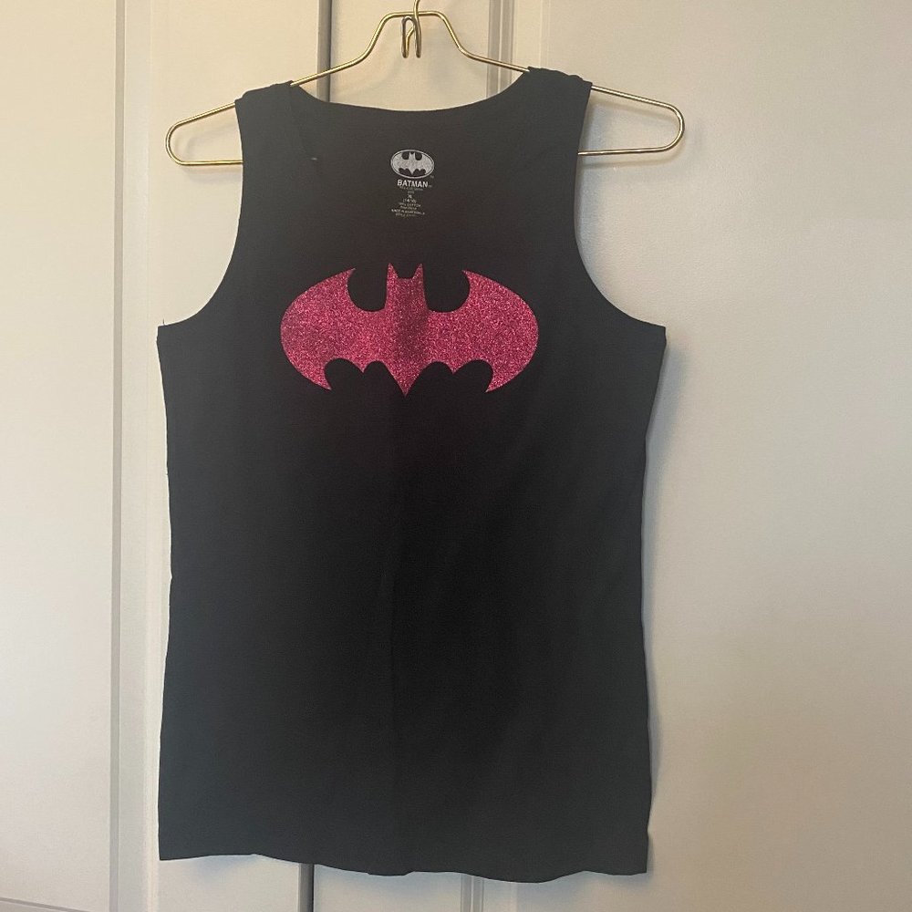 Black Pink Glitter Batman Tank Girls Sz XL